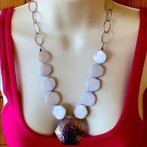 Vintage light blue MOP sterling silver necklace